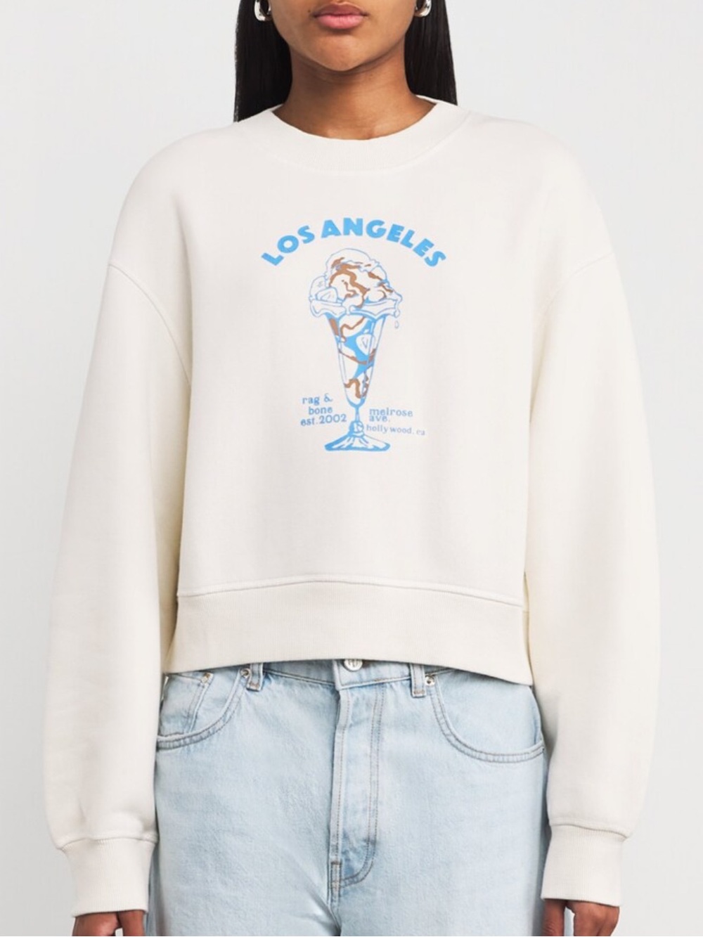 rag & bone Cream Sweatshirt with Blue Los Angeles Graphic